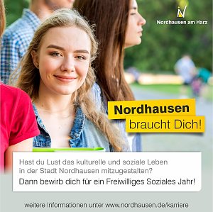 Die Stadtverwaltung Nordhausen hat noch freie Stellen für das Freiwillige Soziale Jahr zu vergeben!