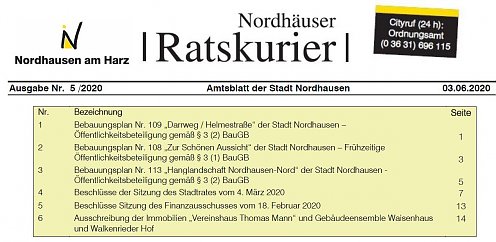 Nordhäuser Ratskurier (Foto: Pressestelle)