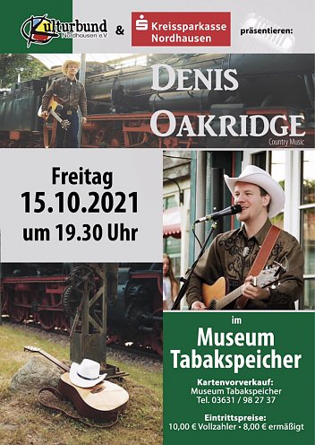 Country-Konzert mit Denis Oakridge am 15.10. im Tabakspeicher (Foto: ©Stadtverwaltung Nordhausen)