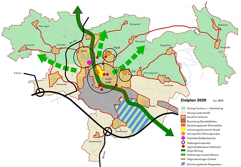 Zielplan aus dem bisher gültigen ISEK 2020: (Foto: Stadt Nordhausen)