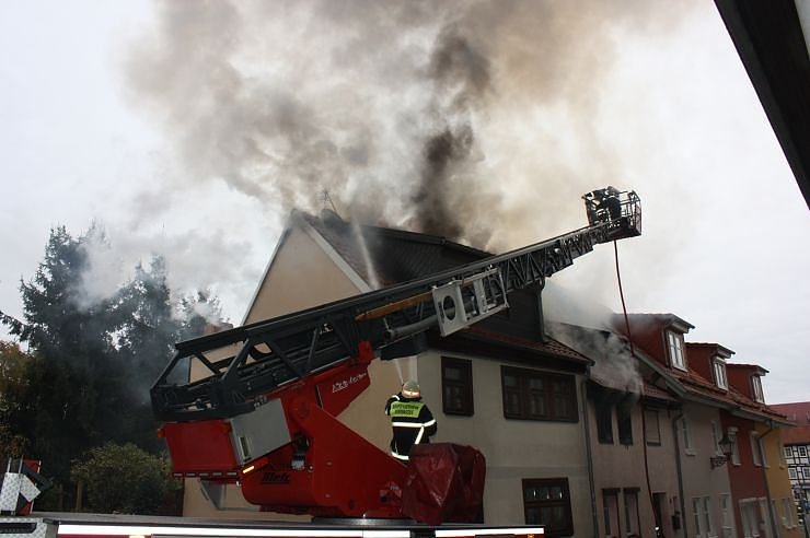Feuer in der Altstadt (Foto: Patrick Grabe, Pressestelle Stadt Nordhausen)