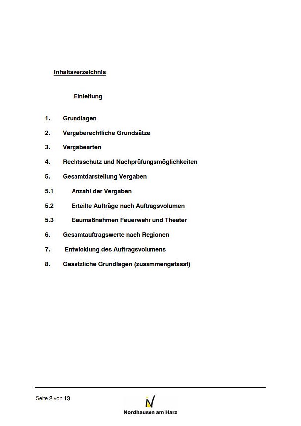 Vergabebericht 2020 der Stadt Nordhausen