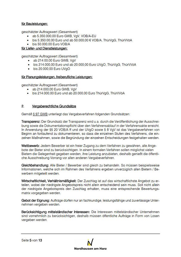 Vergabebericht 2020 der Stadt Nordhausen
